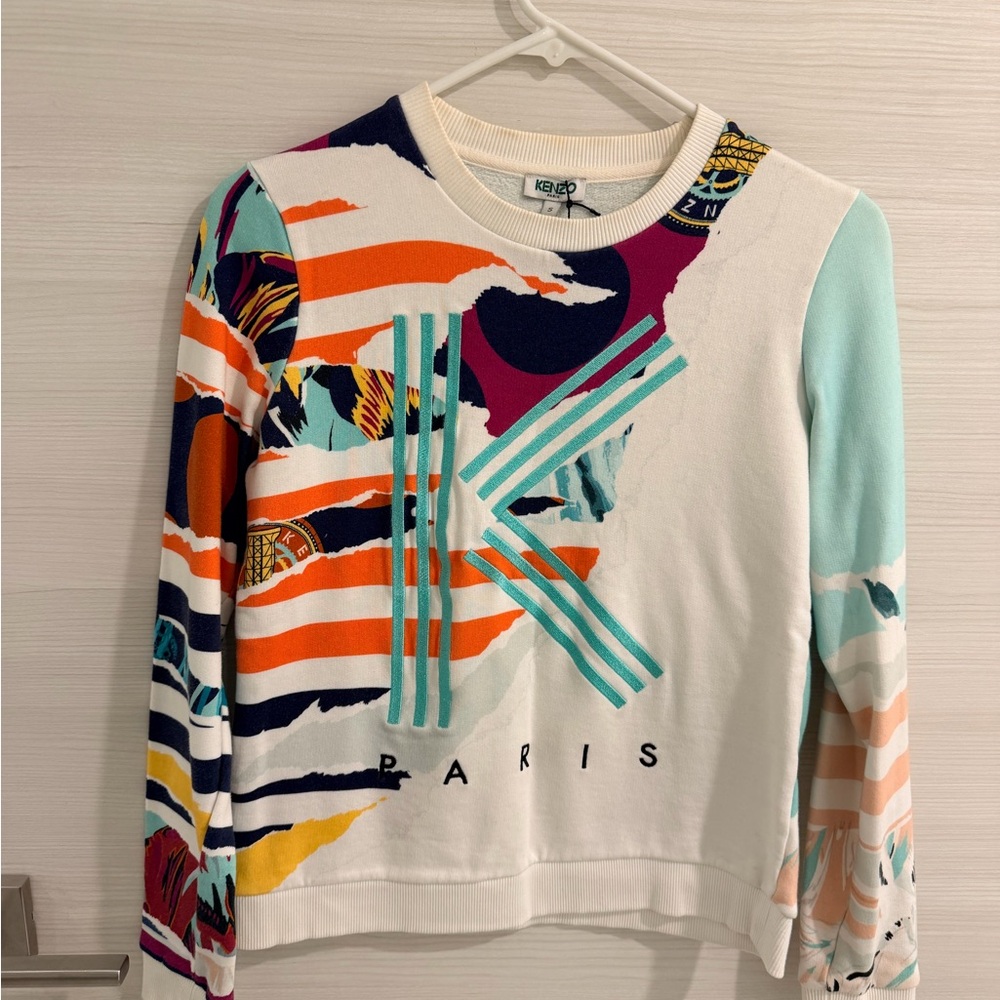 Kenzo Paris White and Green Sweater